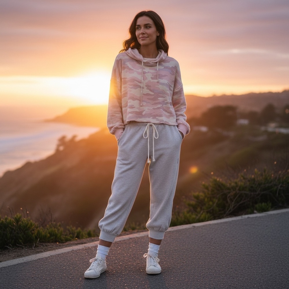 Cloud Chaser Cropped Hoodie, Camo, Size Med